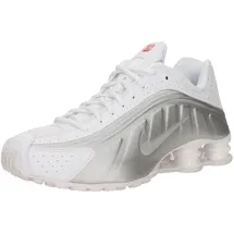 Nike Shox R4 Herren White/White/Bright Crimson/Metallic Silver 42