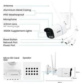 ZOSI AuroraLux 4K WLAN Überwachungskamera Außen 8MP Weiß