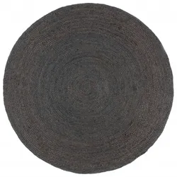 vidaXL Teppich Handgefertigt Jute Rund 210 cm Dunkelgrau