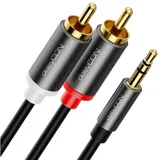 deleyCON Audiokabel 3,5mm Klinken-Stecker / Cinch-Stecker 1,0m (Extra Dünn & Flexibel)