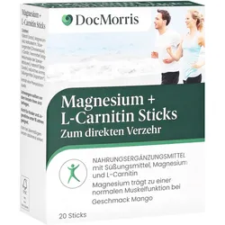 DocMorris Magnesium + L-Carnitin Sticks - Für Energie, Muskeln & Leistung – Direktgranulat, 20 St