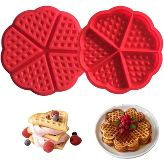 WQNNQW 2 Stück Waffelform Für Airfryer,Antihaft AirfryerWaffeleinsatz,Silikon Waffelform Airfryer, Backutensilien,Geeignet Zur Herstellung Belgischer Waffeln (Rot)