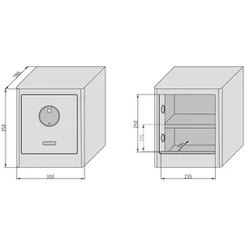 BASI 2020-0000-WEISS mySafe Premium 350 Möbeltresor Zahlenschloss, Fingerabdruckschloss Weiß