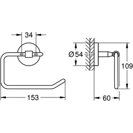 Grohe WC-Papierhalter Bau Cosmopolitan o. Deckel, verdeckte Befestigung, chrom