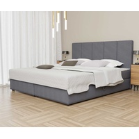 Boxspringbett Schlafzimmerbett ELICIO 160x200cm Stoff Steel inkl. Bettkasten