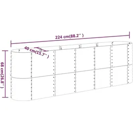 vidaXL Hochbeet Pulverbeschichteter Stahl 224 x 40 x 68 cm Grau