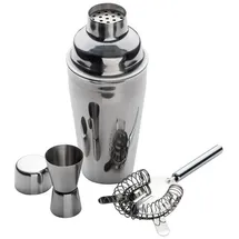 MacMa Cocktail Set 3tlg. mit Shaker, Messbecher und Sieb verchromt