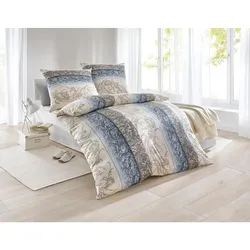 Bettwäsche IRISETTE Gr. 1, blau (eisblau, grau), B/L: 135cm x 200cm, 2-teilige Garnitur St., 2-teilige Garnitur St., Feinbiber, B/L: 80cm x 80cm, Feinbiber, 100% Baumwolle, Bettwäsche