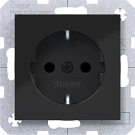 Hager Schuko-Steckdose Schwarz 2 St.