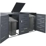 Mendler XL 3er-/6er-Mülltonnenverkleidung HWC-E83, Mülltonnenbox, erweiterbar 116x212x98cm ~ anthrazit Stahl, 100kg