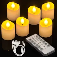 Yme 6er Set LED Teelichter Wiederaufladbar mit Fernbedienung H/D: 5.8x3.8cm