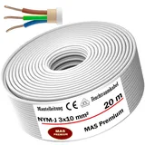 MAS Premium Feuchtraumkabel Stromkabel 5-200m Mantelleitung NYM-J 3x1, 5 2,5 4 6 10 oder 5x1,5 2,5 4 6 10 16 Elektrokabel für feste Verlegung (NYM-J 3x10 mm2, 20m)