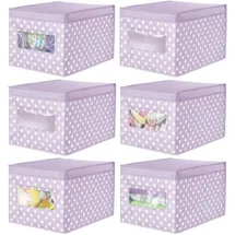 mDesign Aufbewahrungsbox 6er Set mit Sichtfenster und Deckel in Violett