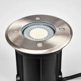 LINDBY Bodeneinbaustrahler Edelstahl Ø11cm GU10 IP67 1-flammig grau