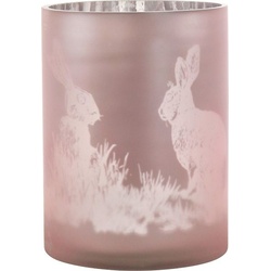 Tischdeko Windlicht Osterhase rosa matt