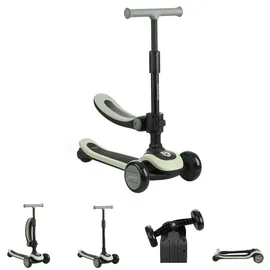 KIKKABOO Kinderroller 2 in 1 Treo Laufrad, Sitz, faltbar, Lenkerhöhe verstellbar grün