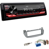 EHO JVC KD-X182DB 1-DIN Autoradio DAB+ USB Digital Receiver inkl. Antenne mit Einbauset für Nissan Pixo 2006-2013 silber