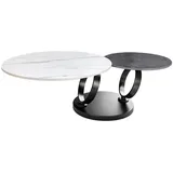 Riess-Ambiente Design Couchtisch DANCING RINGS weiß anthrazit rund drehbar Marmor Keramik schwarz