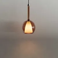 S.luce Hängelampe, Braun, Glas, Rund, 14x35x14 cm, Lampen &
