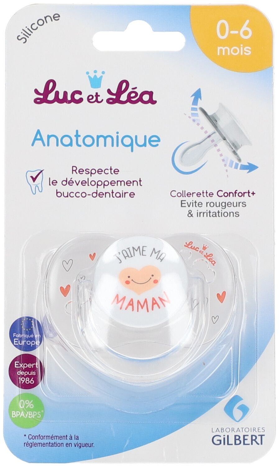 Luc et Léa sucette anatomique Maman 0-6 mois avec anneau (Couleur non sélectionnable) 1 pc(s) Sucette(s)