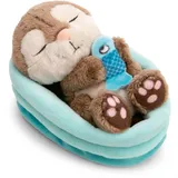 NICI Kuscheltier Otter mit Fisch 12cm im Körbchen NICI GREEN