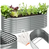 Tectake tectake® Hochbeet, aus verzinktem Stahl, stabil, sicher, witterungsbeständig, 200 x 100 x 60 cm
