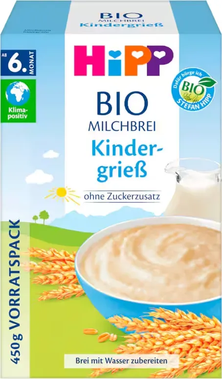 HiPP Bio-Milchbrei Kindergrieß ab 6. Monat Vorratspack 450 g