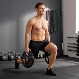 sportnow Hantelscheiben 2er-Set Tri-Grip 2 x 10 KG gummierte Olympiascheiben schwarz