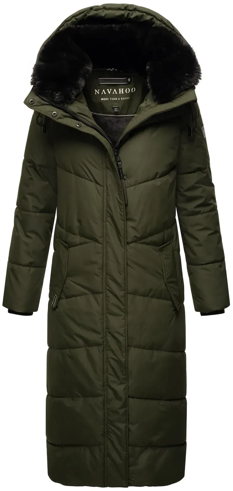 NAVAHOO Damen Steppmantel langer Wintermantel warm Anorak gefüttert Teddyfell abnehmbarer Kunstfellkragen & Kapuze Hingucker
