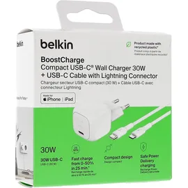 Belkin BoostCharge kompaktes Ladegerät, PD, und PPS inkl.lightning Kabel Weiß