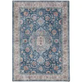 benuta pop Teppich Blau, 200x300 cm - Vintage-Stil Teppich im Used-Look