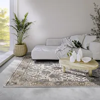 Villeroy & Boch Kurzflor Teppich Egon - Orientalischer Wohnzimmerteppich - Klassischer Fransenteppich für Wohnzimmer, Schlafzimmer, Esszimmer, Flur – Creme Multifarben, 160x225cm