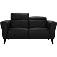 Mid.you 2-Sitzer-Sofa, Schwarz, Leder, Echtleder, Büffelleder,Büffelleder, Kautschukholz, vollmassiv, 164x92.5x96.5 cm, Wohnzimmer, Sofas & Couches, Sofas, Ledersofas