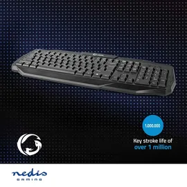 Nedis Gaming Keyboard - USB 2.0 - Folientasten - LED - US international - US-Layout - Stromversorgung über USB - Netzkabellänge: 1.50 m - Gaming