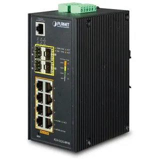 Planet Industrial L2+ 8-Port 10/100/1000T 802.3at PoE + (8 Ports), Netzwerk Switch, Blau