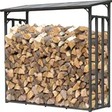 Quick Star Metall Kaminholzregal Anthrazit 143 x 70 x 145 cm Garten Kaminholzunterstand 1,4 m3 / 2 srm Kaminholzlager Stapelhilfe Aussen