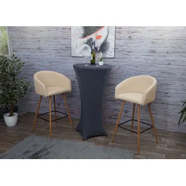 Mendler 2er-Set Barhocker HWC-D72, Barstuhl Tresenhocker Küchenhocker mit Lehne, Metall Holzoptik ~ Stoff/Textil, creme-beige
