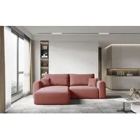 Fun Möbel Ecksofa Sofa FLAVIO mit Schlaffunktion Stoff Castel Lachs Ottomane Links - Rot