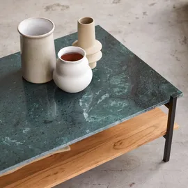 Tikamoon Couchtisch Edit aus massivem Akazienholz und Marmor 130x65