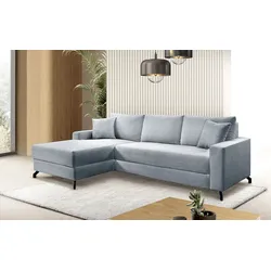 Ecksofa EXXPO - SOFA FASHION, blau (sky), B:247cm H:85cm T:162cm, Sofas, wahlweise mit Bettfunktion, Bettkasten