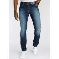 delmao Stretch-Jeans "Reed" gerader Beinschnitt, Used-Look-Waschung, niedrige Leibhöhe blau 42