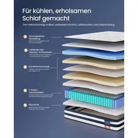 VASAGLE 7-Zonen Taschenfederkernmatratze 160 x 200 cm H3