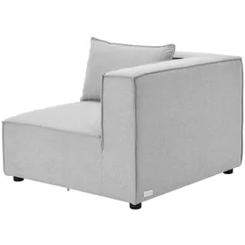 Juskys Modulares Sofa Domas 2 Sitzer mit Armlehnen + Kissen Stoff Hellgrau