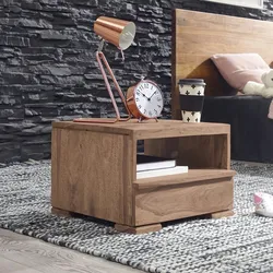 Kadima Design Nachtkonsole `Nako` Massivholz: Schublade, Ablage, Landhausstil, pflegeleicht, montiert geliefert. Beige, 40x40x30 cm