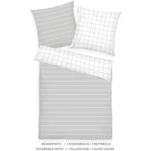Tom Tailor CHECK AND STRIPES Grau/Weiß 155 x 220 cm + 2 x 80 x 80 cm