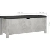 vidaXL Sitzbank mit Stauraum und Kissen Betongrau 105x40x45cm
