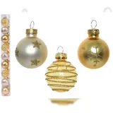 Christmas Decorations Weihnachtskugeln Glas 3cm Christbaumkugeln mit Motiven Sterne Schneeflocken gold perle mix