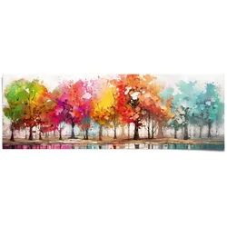 Poster REINDERS "Farbenfroher Wald", bunt (farbe bild(er): mehrfarbig), B:158cm H:53cm T:0,1cm, Bilder, Wohnzimmer - Mehrfarbig - 170 gr. Papier - Wald - 158x53 cm