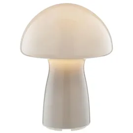 Lightbox LED Akku Pilzleuchte aus Glas, 250 lm, 2700 K, H 22 cm, dimmbar, grau - Grau