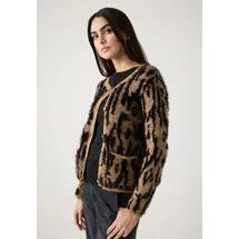 More & More haariger Cardigan Animal-Dessin Braun 44
